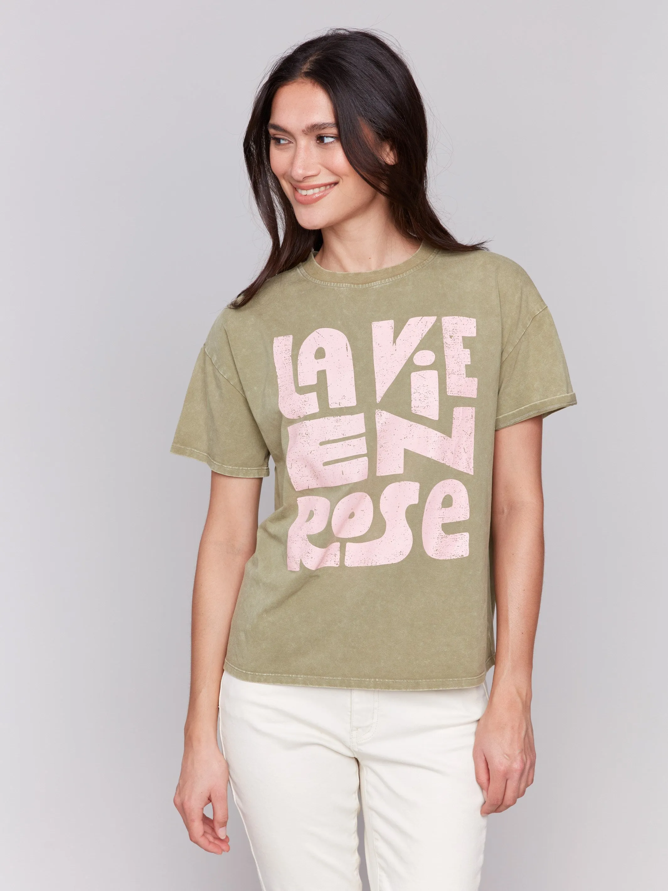 Chilly Day Wear Loose Fit Graphic T-Shirt - Celadon