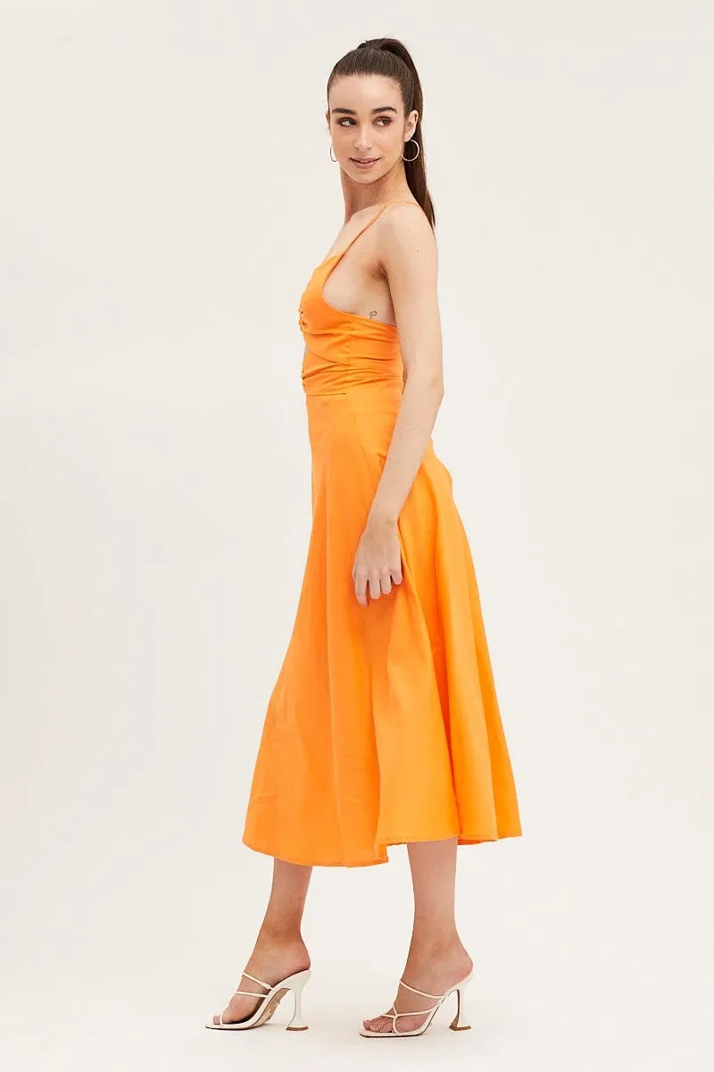 Orange A Line Dress Midi Classic outdoor midi