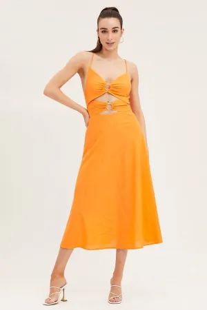Orange A Line Dress Midi Lightweight and breezy gown