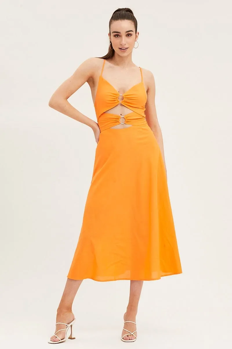 Orange A Line Dress Midi Lightweight and breezy gown
