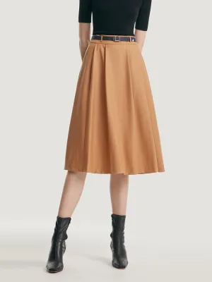 Emerging Designer Outfit Moodboard Worsted Woolen A-shaped Half Skirt With Leather Belt