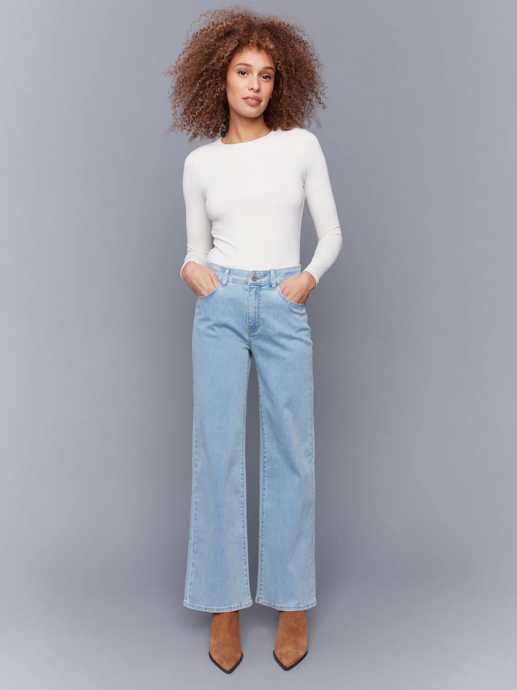 Chloe Wide Leg Jeans - Light Blue Flexible Style