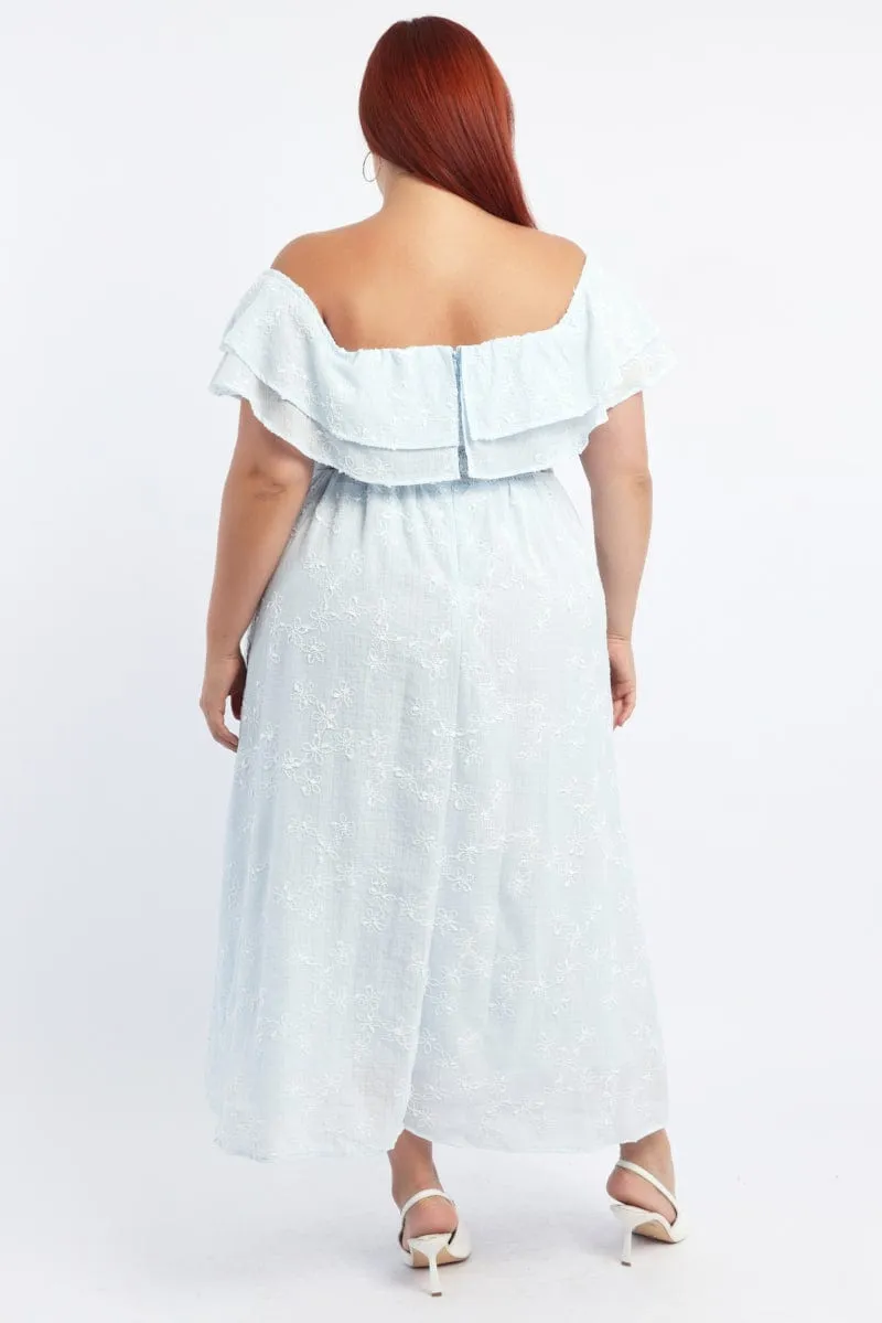 Topaz Shine With its simple silhouette this maxi dress offers a flattering look for all body types Blue Maxi Dress Off Shoulder Ruffle