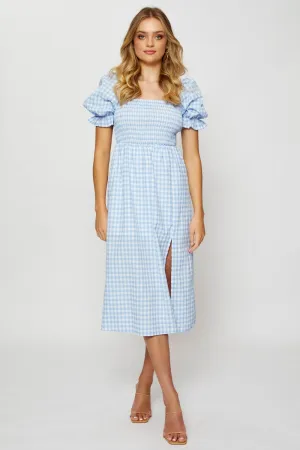 Modern feminine style Check Midi Dress Sleeveless
