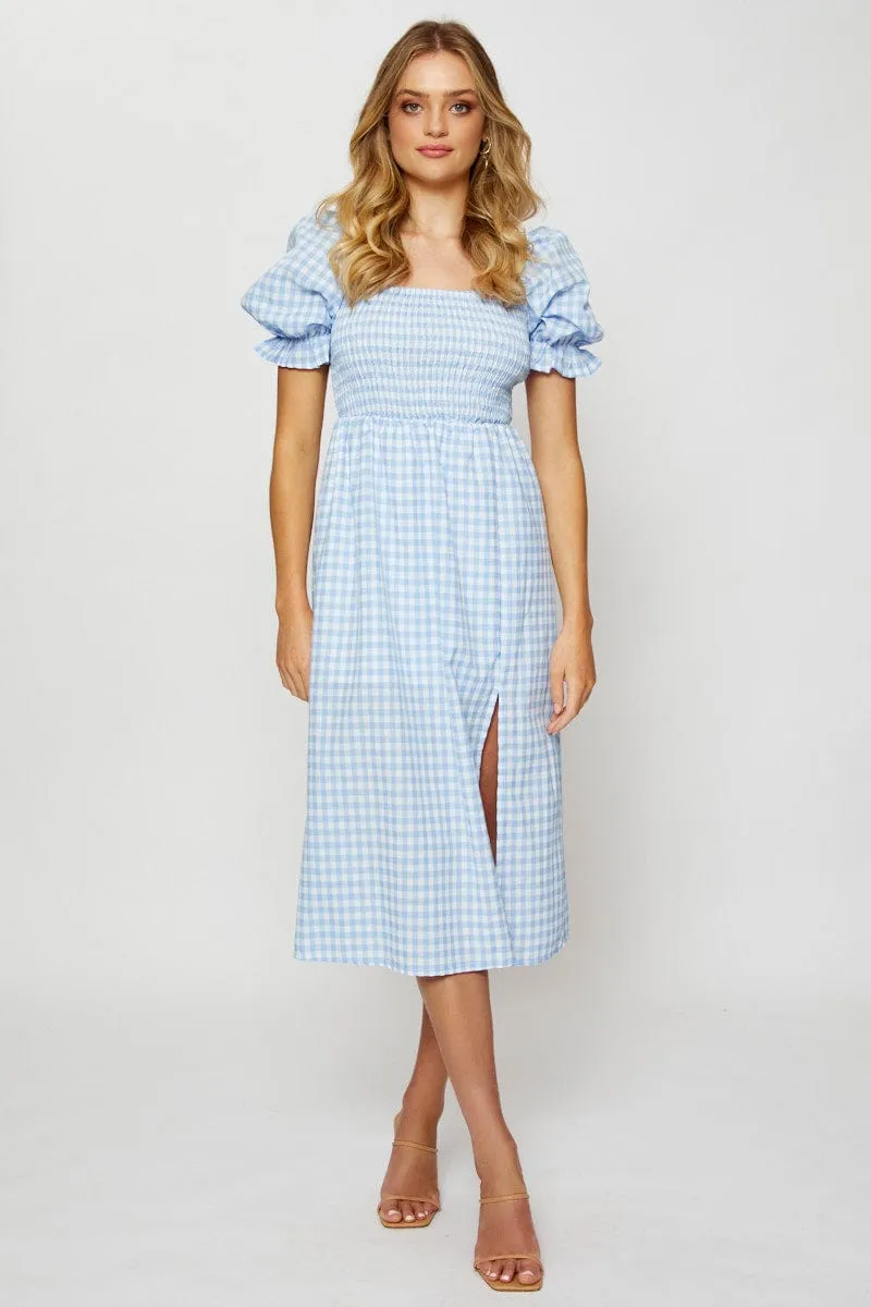 Modern feminine style Check Midi Dress Sleeveless
