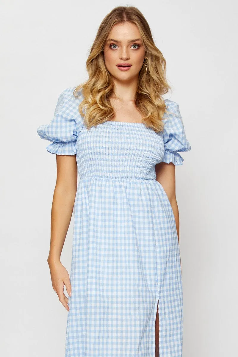 Stylish springtime wear Check Midi Dress Sleeveless