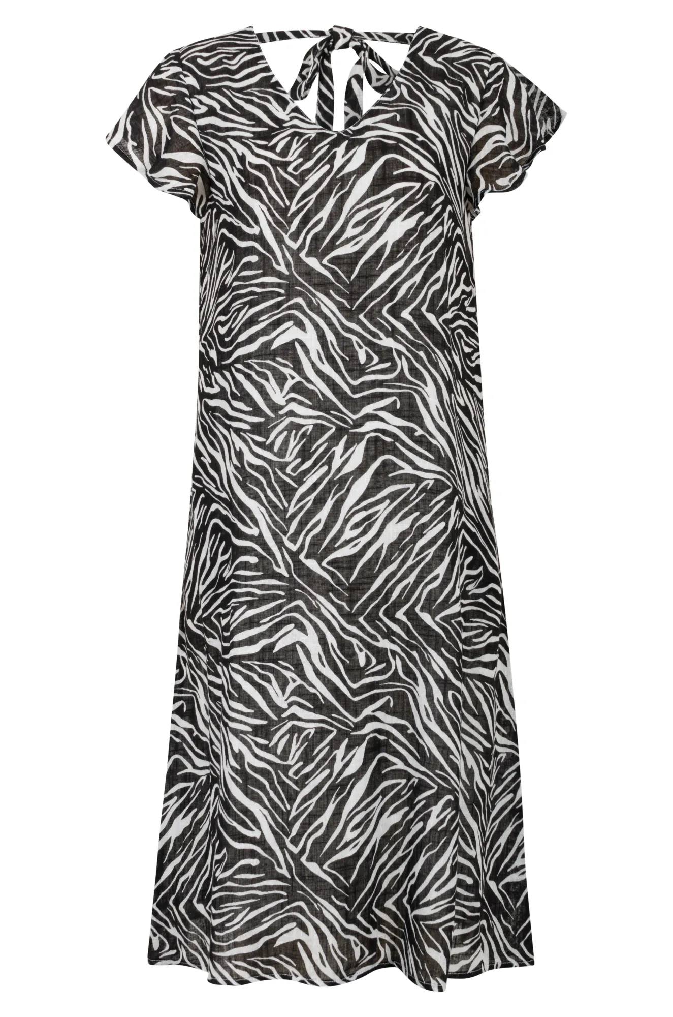 CompressionKnit Street Sport 100% Printed Cotton Dress | BLACK IVORY ABST | 6279AR