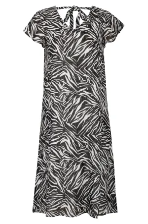 CompressionKnit Street Sport 100% Printed Cotton Dress | BLACK IVORY ABST | 6279AR