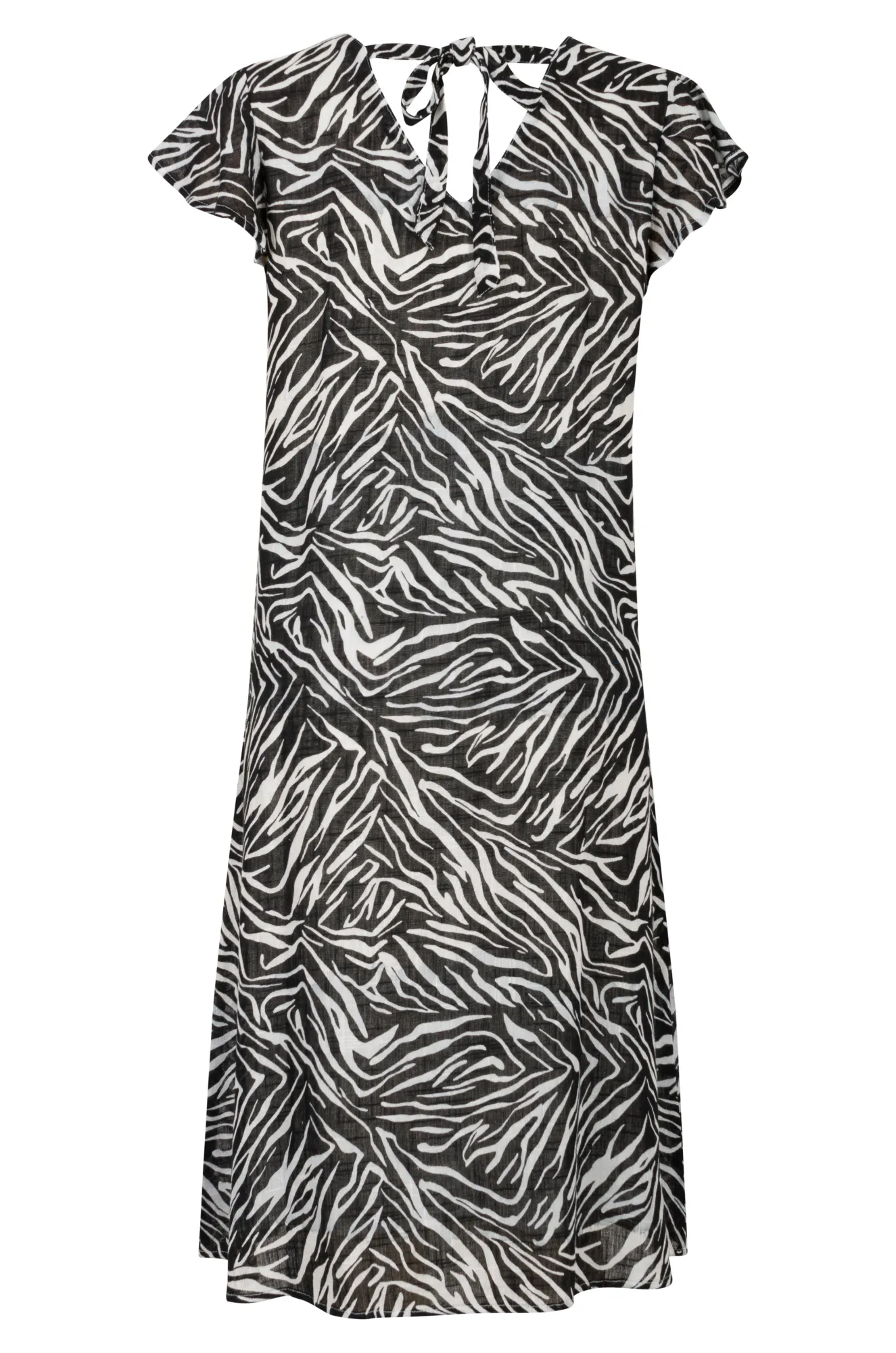 Evening Chic 100% Printed Cotton Dress | BLACK IVORY ABST | 6279AR