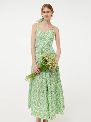 Web Glow Relaxed trousers Cotton Floral Print Women Slip Maxi Dress With Detachable Chest Pads
