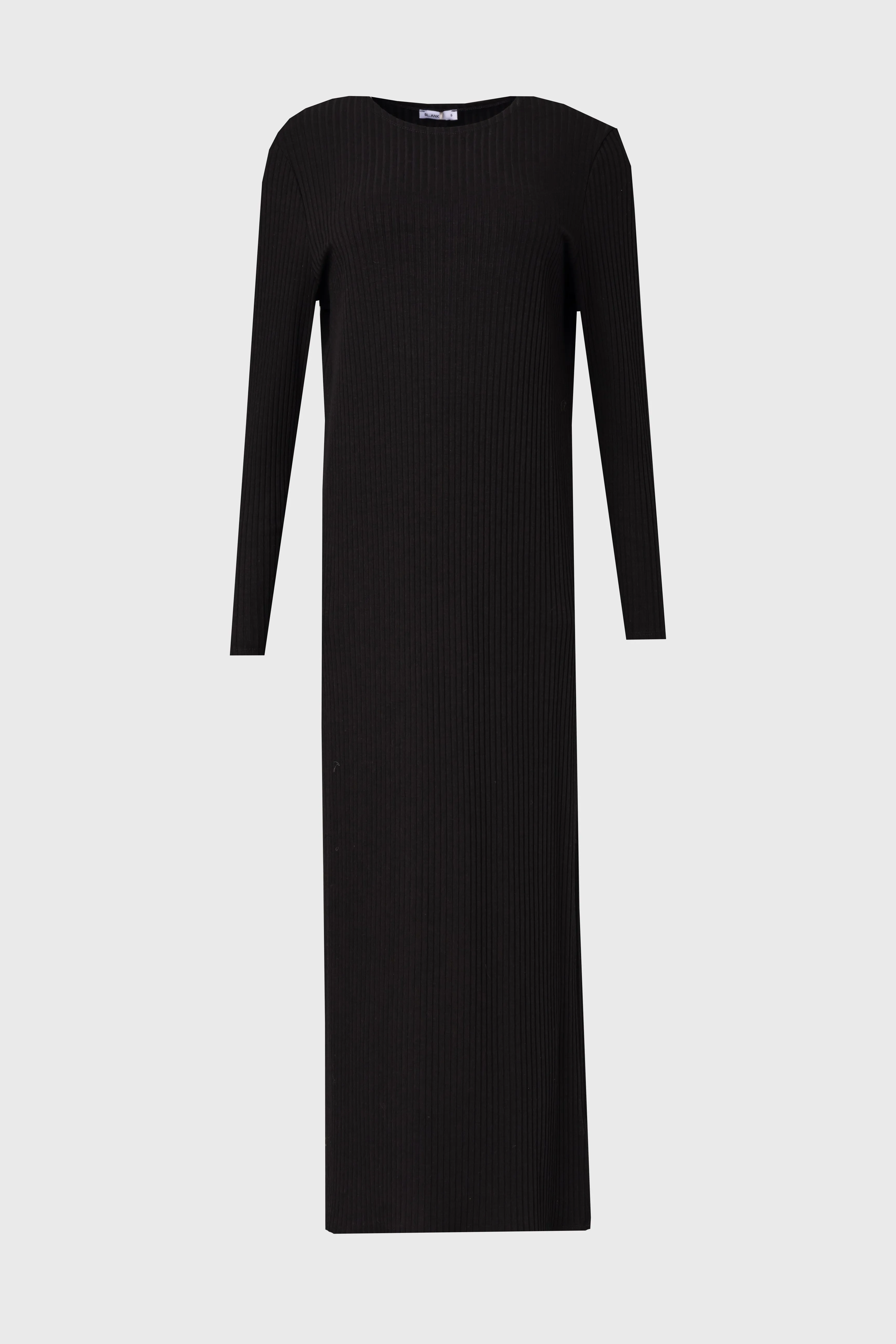 Black Wide Ribbed Basic Maxi Dress Work Ready