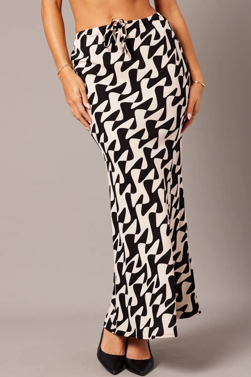 Fashion Week Ready Outfit Moodset Black Geo Slip Skirt Maxi Drawstring Waist