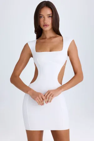 Cut-Out Lace-Up Mini Dress in White Glow Warm