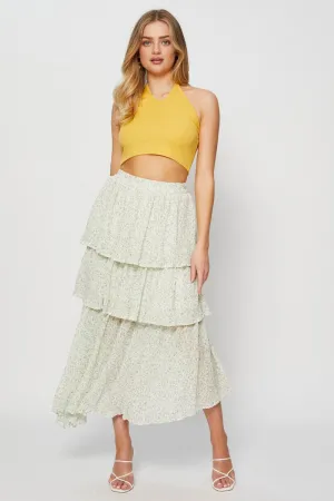 Clean Outfit Wardrobe Basics Print Cancan Layered Skirt