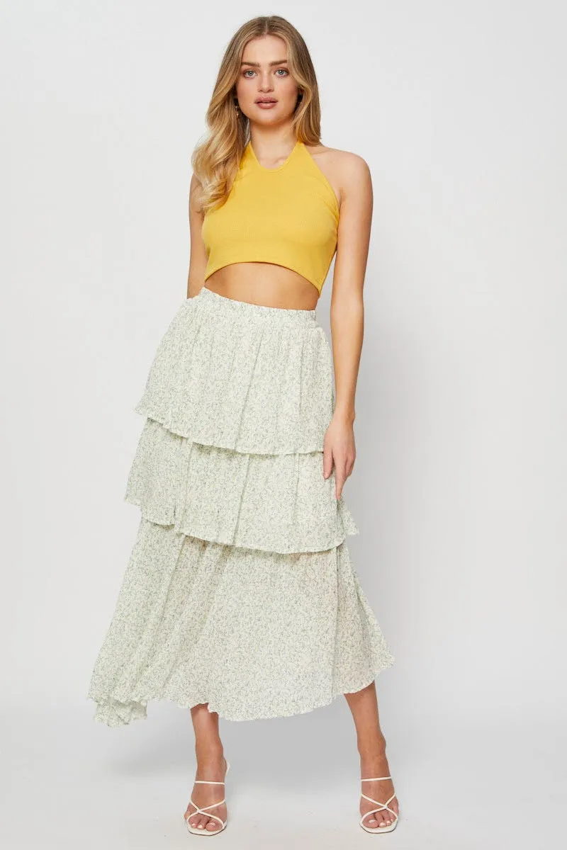 Clean Outfit Wardrobe Basics Print Cancan Layered Skirt