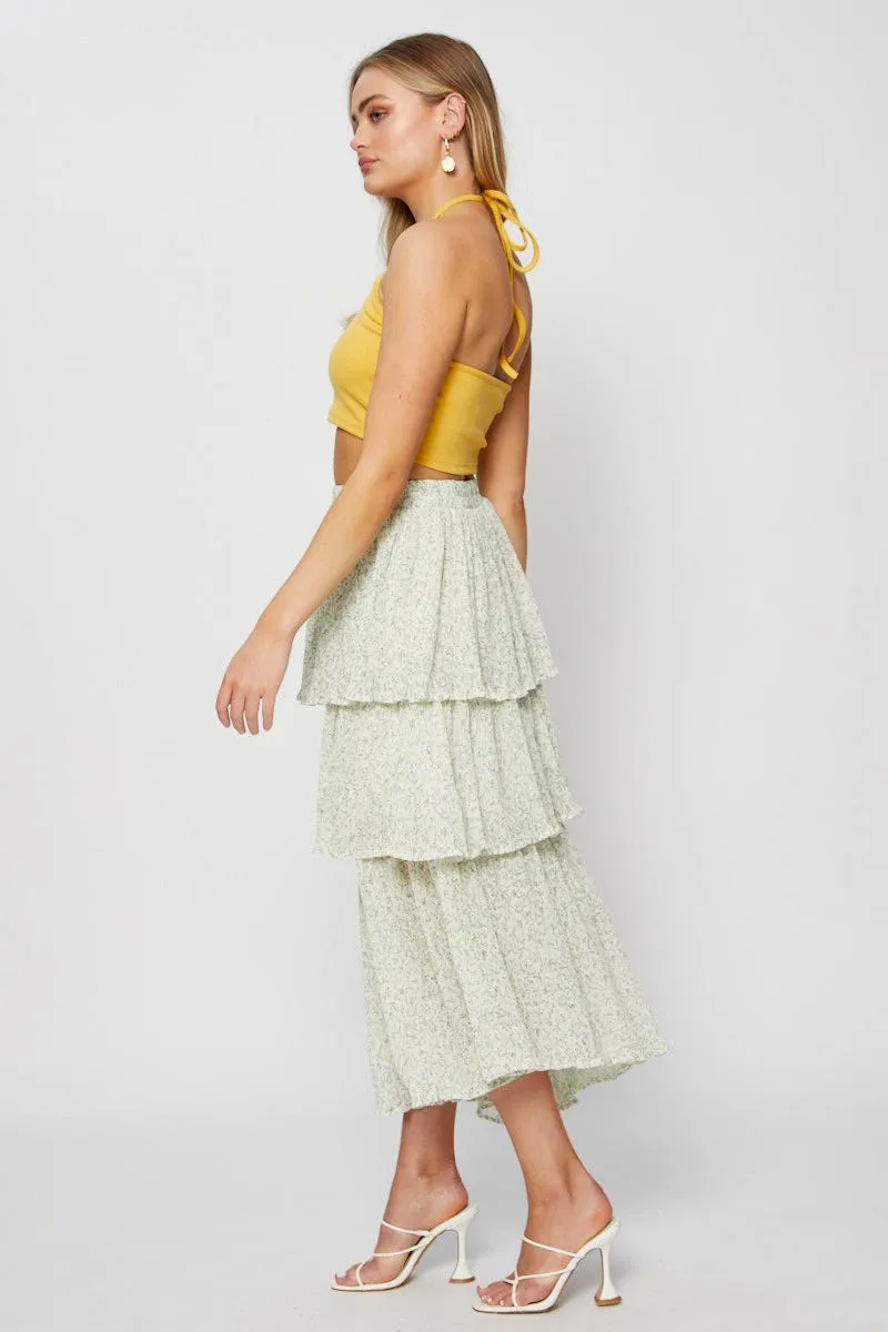 Layered Look Print Cancan Layered Skirt