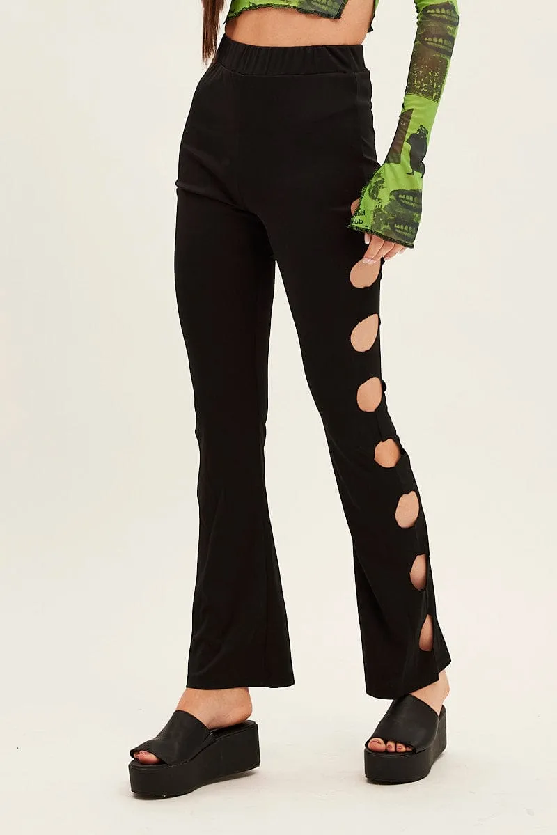 Black Pant Mid Rise Flare Minimalist Design