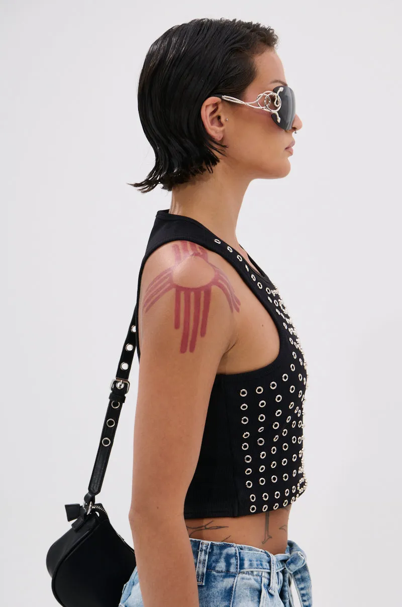 Sweat Wicking Properties Cost - savings - achieved JANE GROMMET TANK TOP