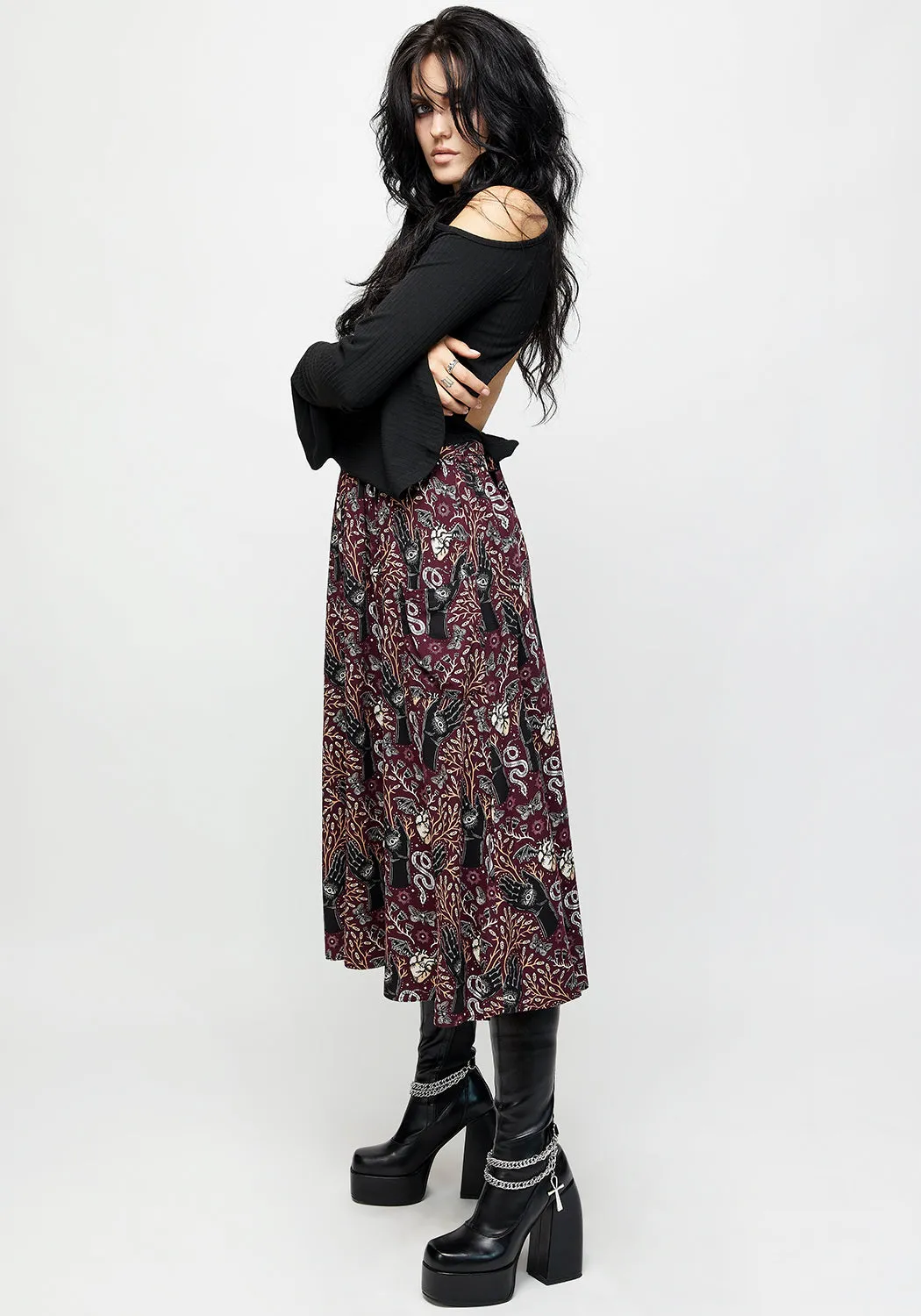 Hemlock Tie Detail Midi Skirt Statement Piece Hand Stitched