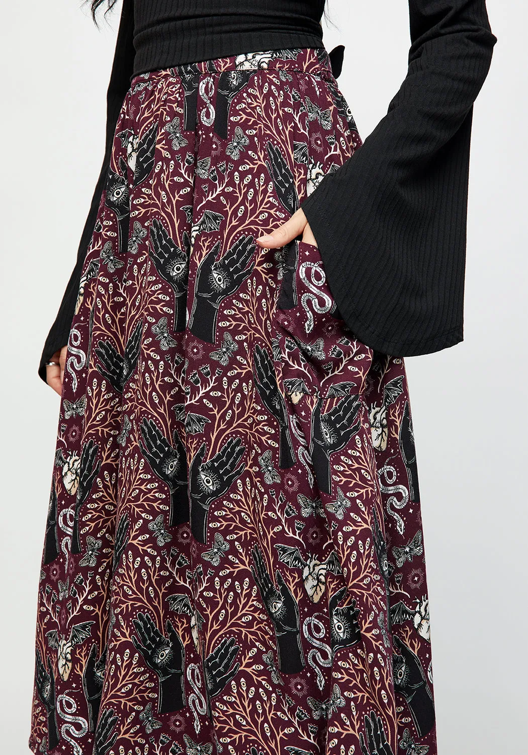 Quilted Texture Hemlock Tie Detail Midi Skirt