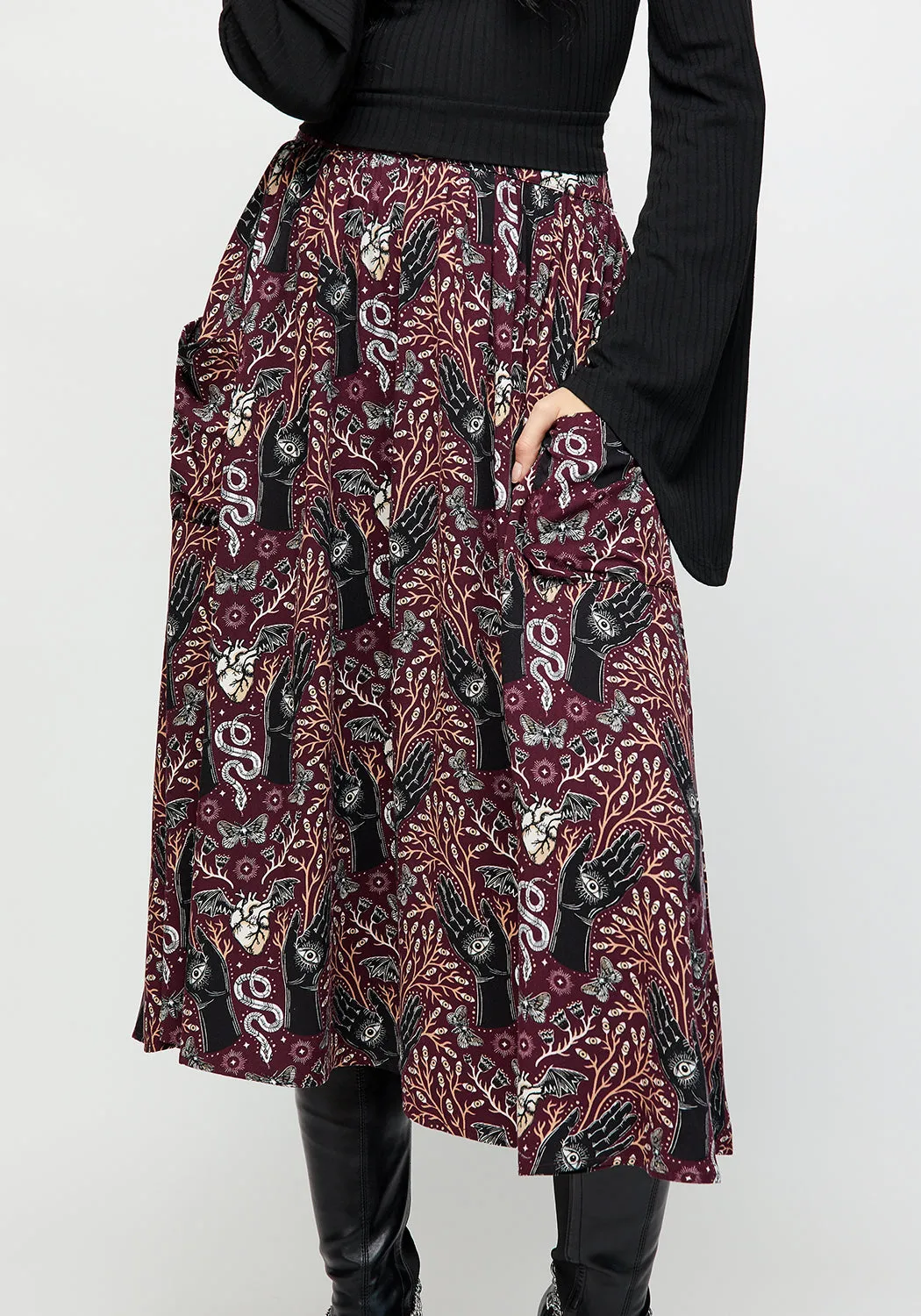 Hemlock Tie Detail Midi Skirt Subtle Shimmer