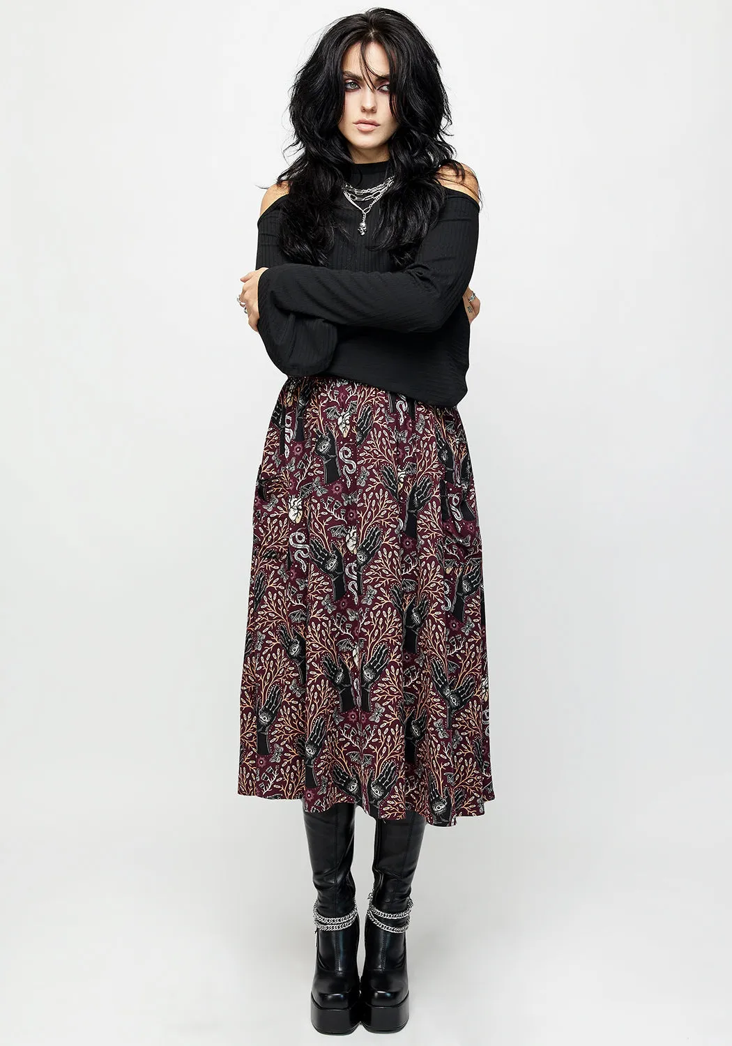 Chic Mood Hemlock Tie Detail Midi Skirt