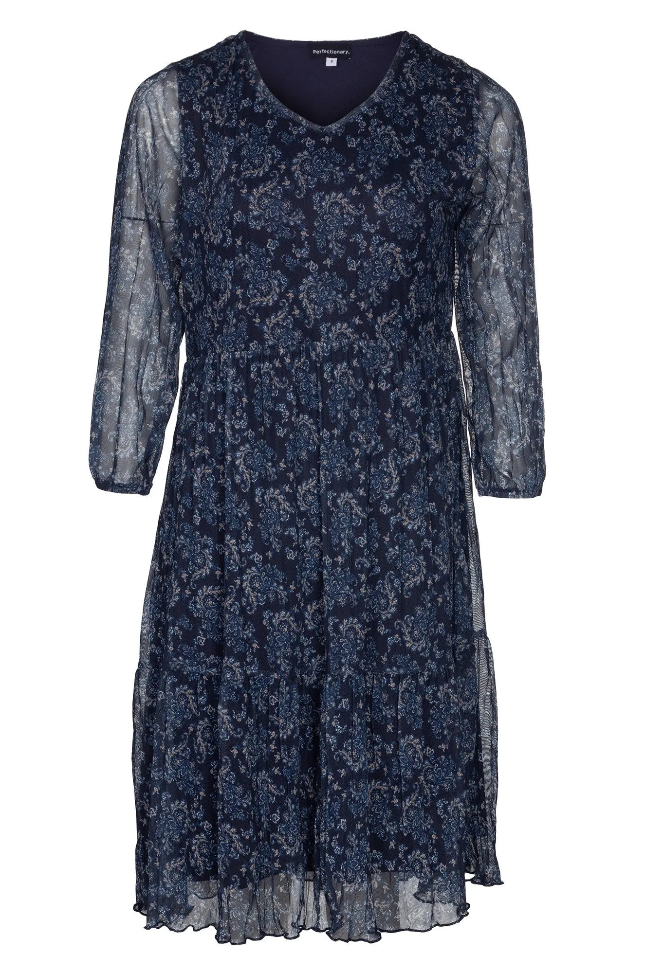 Nature Base Crushed Mesh Dress | NAVY PAISLEY | 4512B1