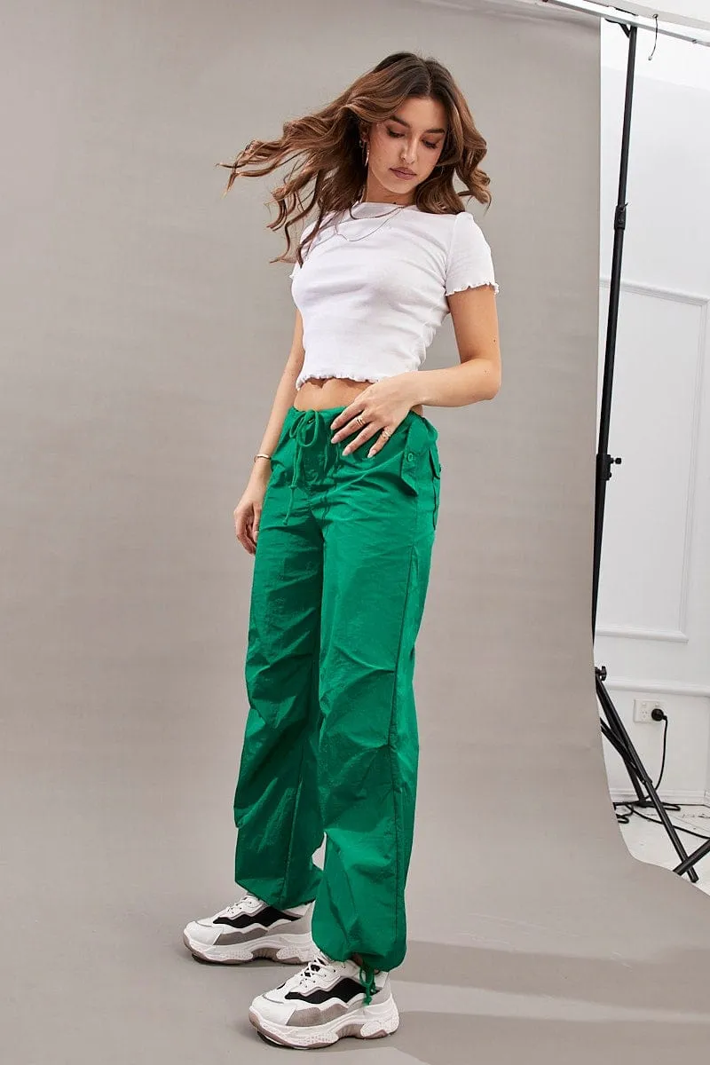 Green Utility Relaxed Pant Low Rise Breathable mesh