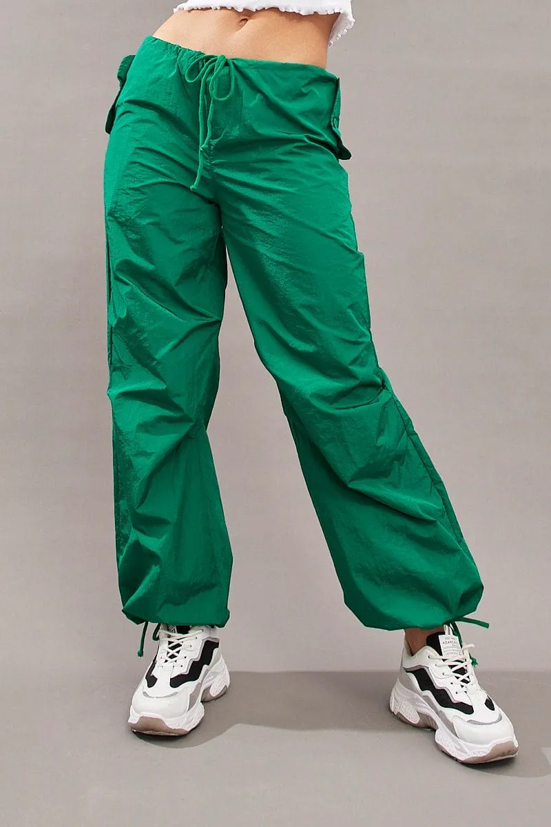 Green Utility Relaxed Pant Low Rise StretchWaistband