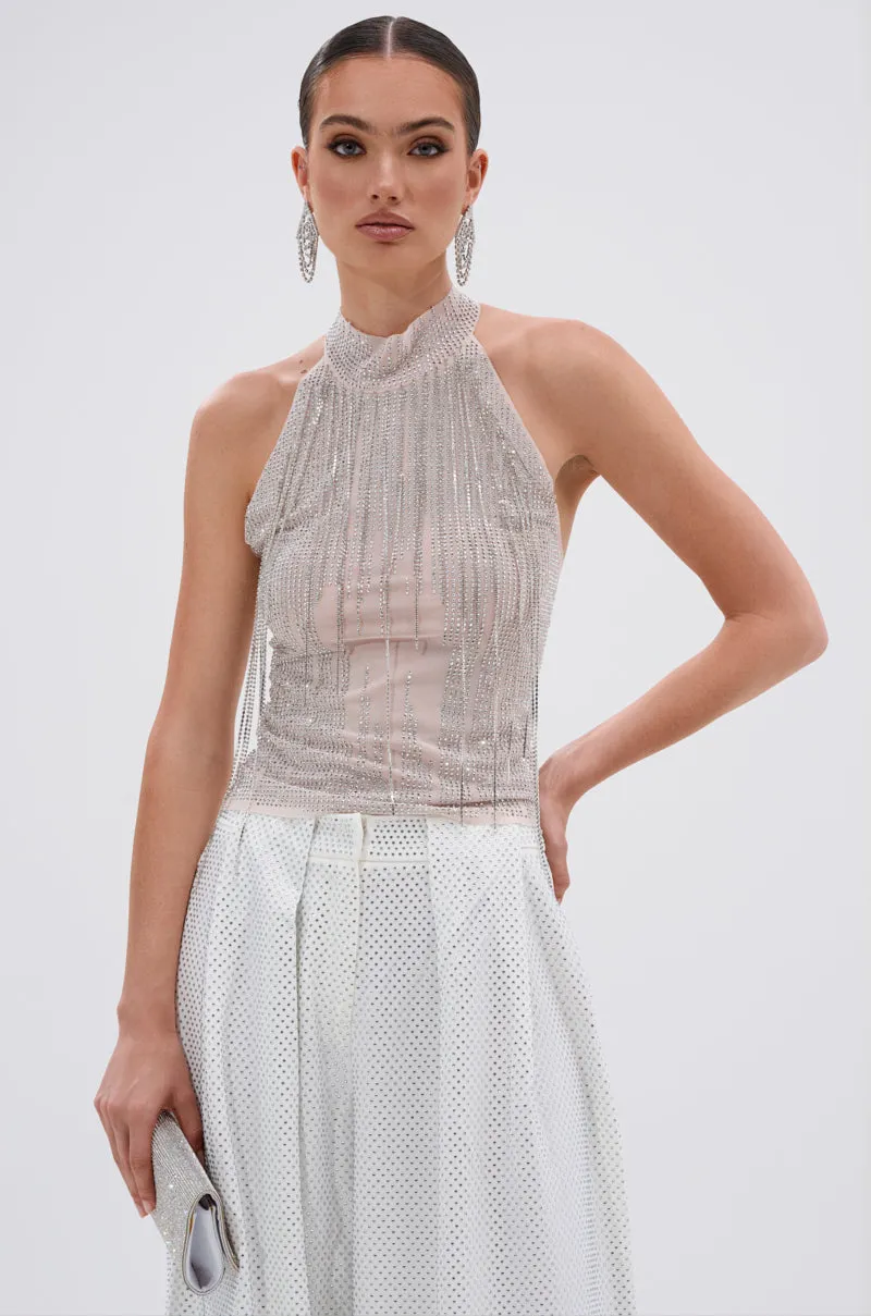 ALL SEASON RHINESTONE MOCK NECK TOP Mobility - enhanced
