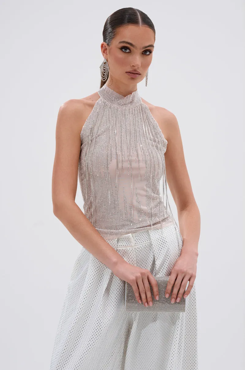 ALL SEASON RHINESTONE MOCK NECK TOP long term projects High Strength Thread