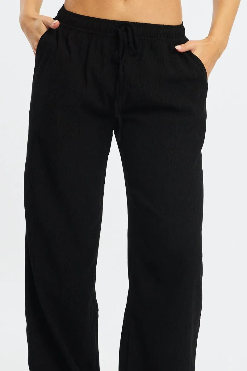 Comfort Stretch SnagFreeFabric Black Wide Leg Pants Elasticated Waist