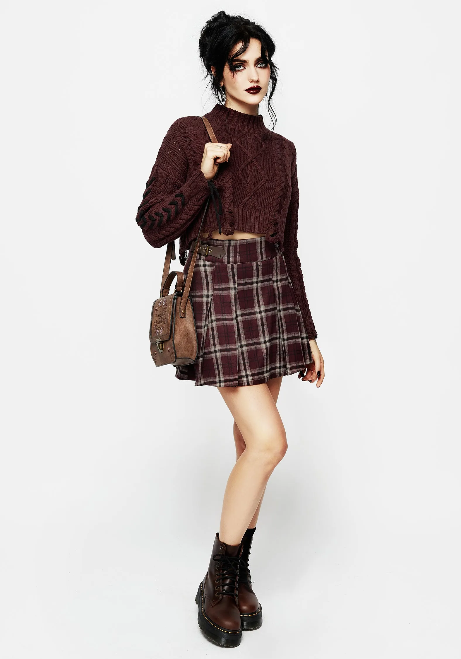 Bramble Check Pleated Mini Skirt Clean Outfit Fashion Style