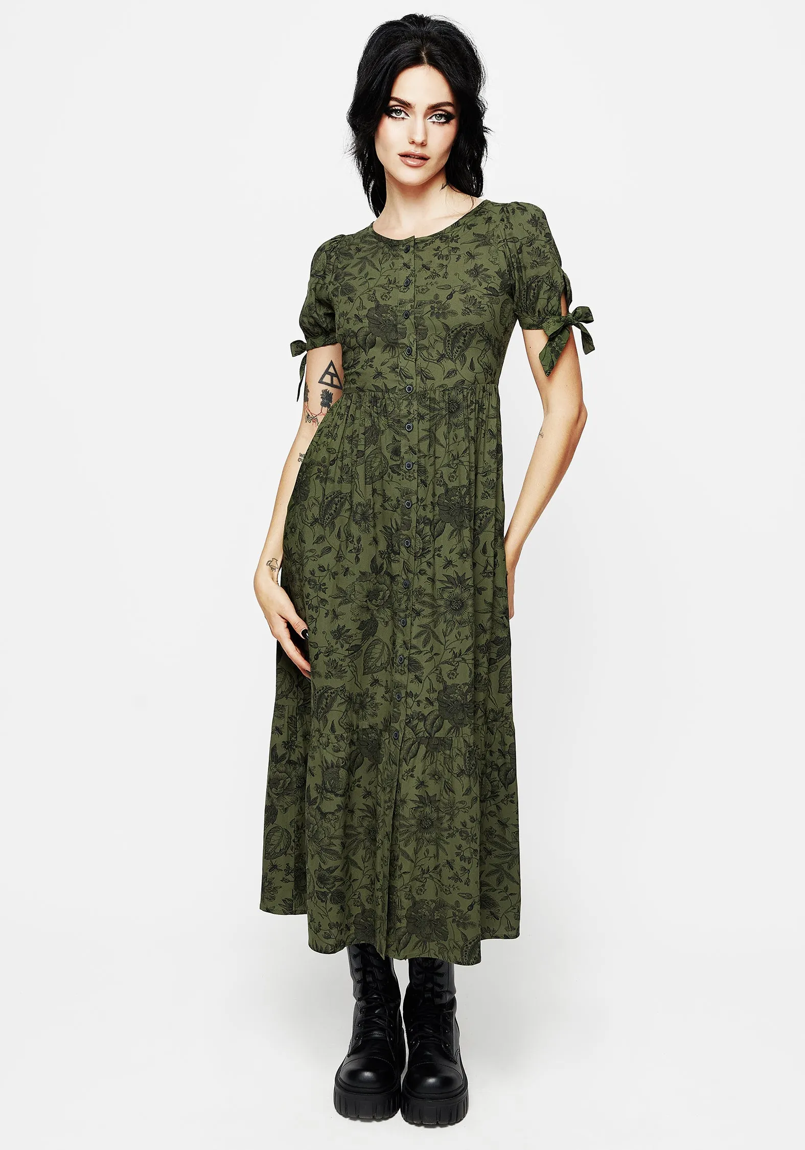 Meadowflowers Floral Print Button Up Tiered Midaxi Dress With its graceful design this dress creates a polished look for any occasion