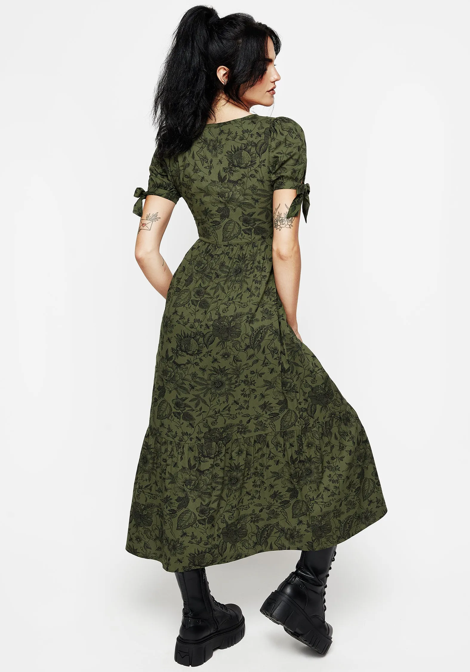 Meadowflowers Floral Print Button Up Tiered Midaxi Dress Net Glow Trendy evening gown