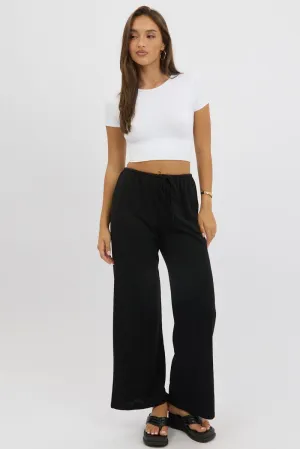 Casual Must-Have Slim Comfort Black Wide Leg Pants Low Rise