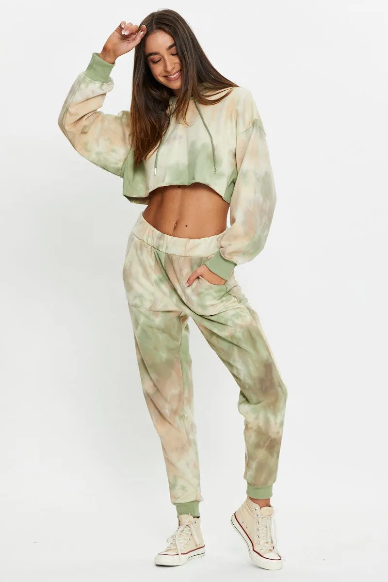 Multi Tie Dye Cropped Hoodie Core Bold