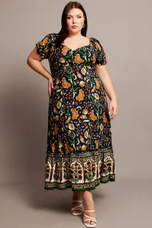 Organza Air Casual yet chic floor-length dress Blue Boho Puff Sleeve Maxi Dress High Low Hem