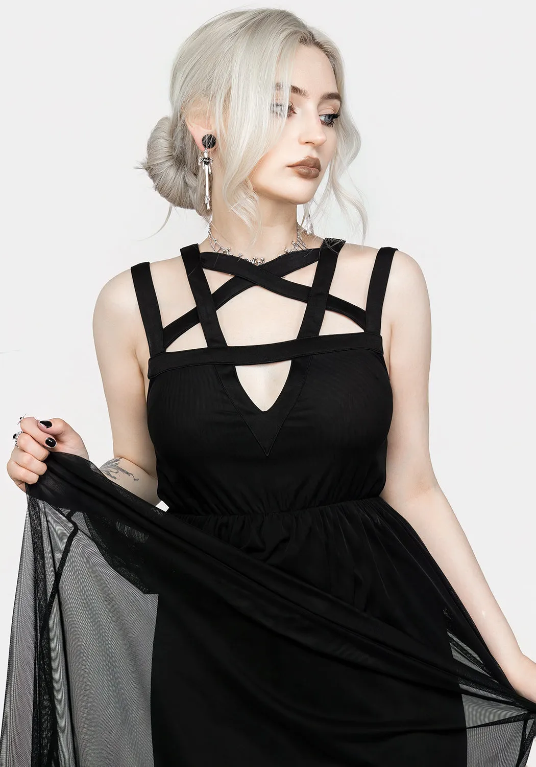 Incantation Mesh Maxi Dress Cross Stitch