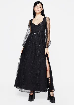 Sirius Sequined Faux Wrap Maxi Gown The soft fabric of this dress ensures all-day comfort without compromising on style
