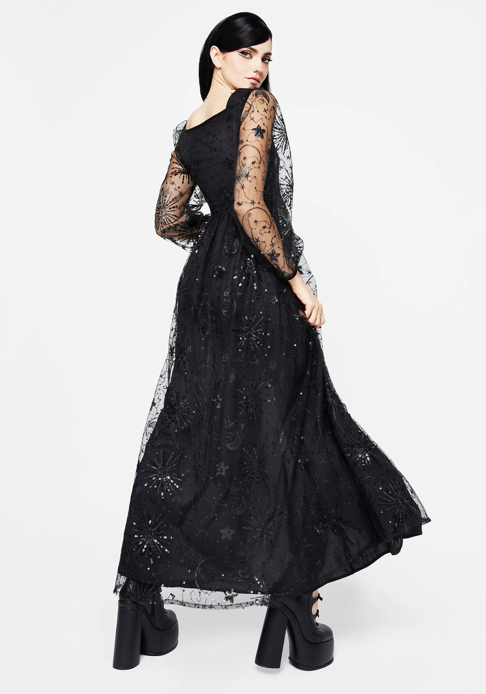 Sirius Sequined Faux Wrap Maxi Gown This maxi dress is designed to be worn season after season due to its timeless appeal Moon Rise