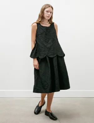 Scalloped Hem Sleeveless Dress Black Wonder Fit