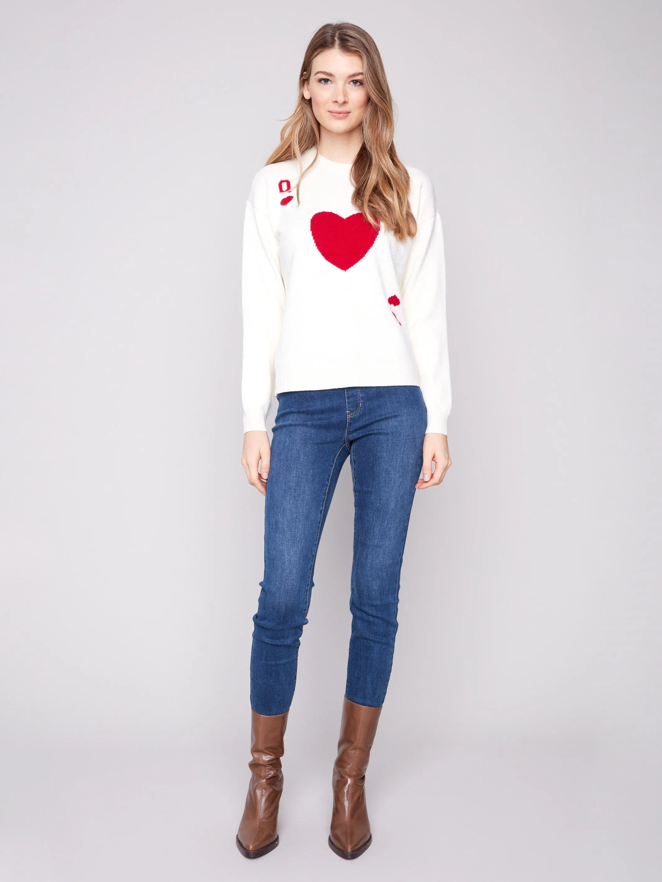 Jacquard Plush Knit Crew Neck Sweater - Queen Warm Knitwear