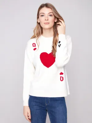 Resilient Stretch Fabric Cozy Piece Jacquard Plush Knit Crew Neck Sweater - Queen