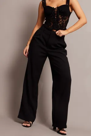 CompressionSupport MoistureWickingFabric Black Wide Leg Pants High Rise