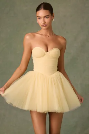 Tulle Corset Mini Dress in Yellow Party Star boho vibe