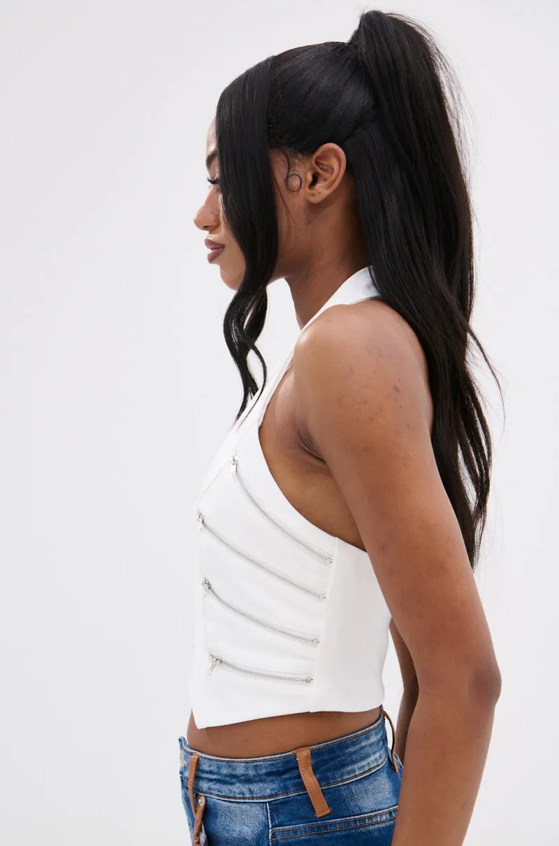 Ventilated Mesh TOUCH ON ME ZIP HALTER TOP