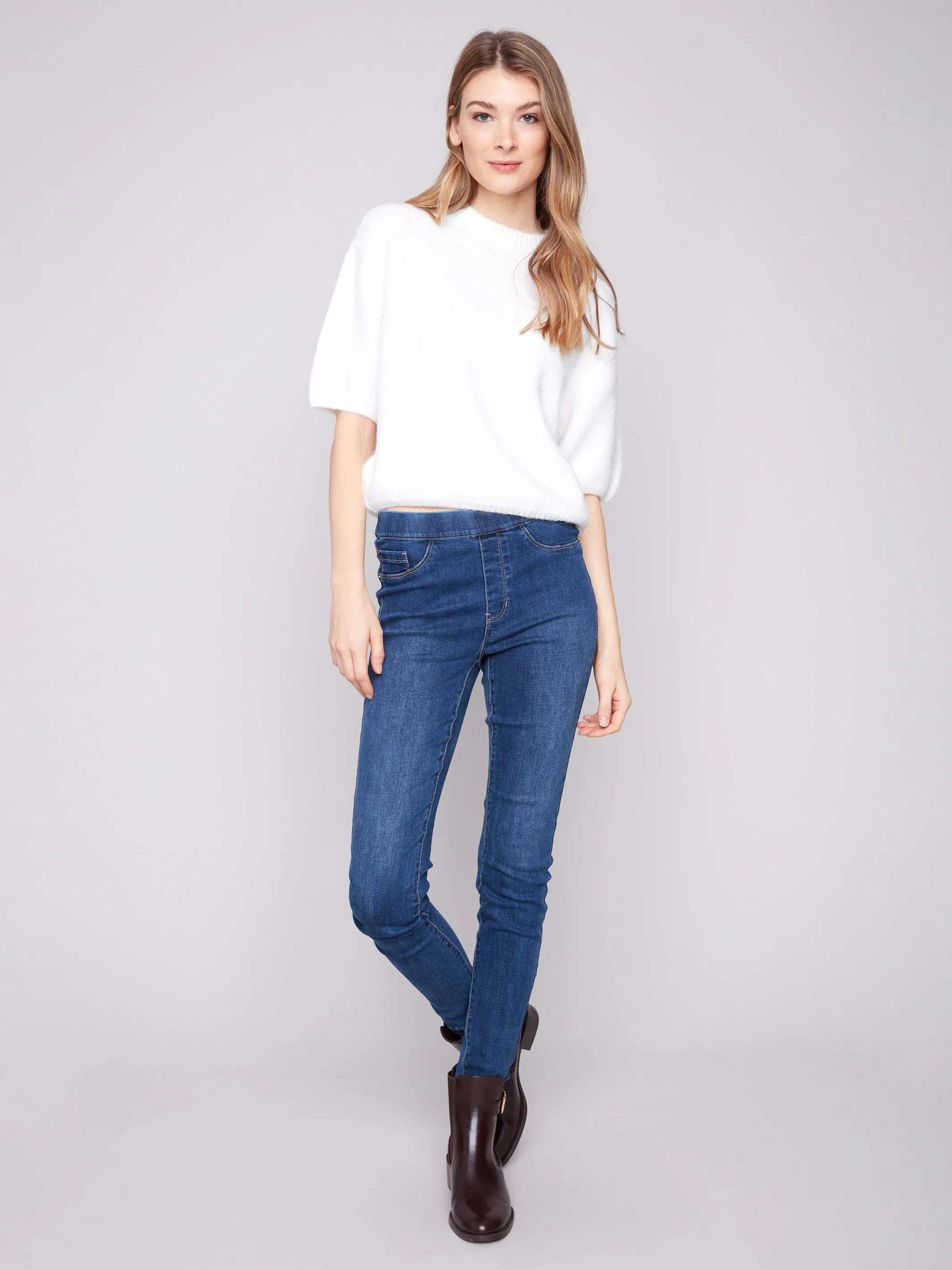 Chilly Ready Balloon Elbow Sleeve Knit Sweater - Ecru