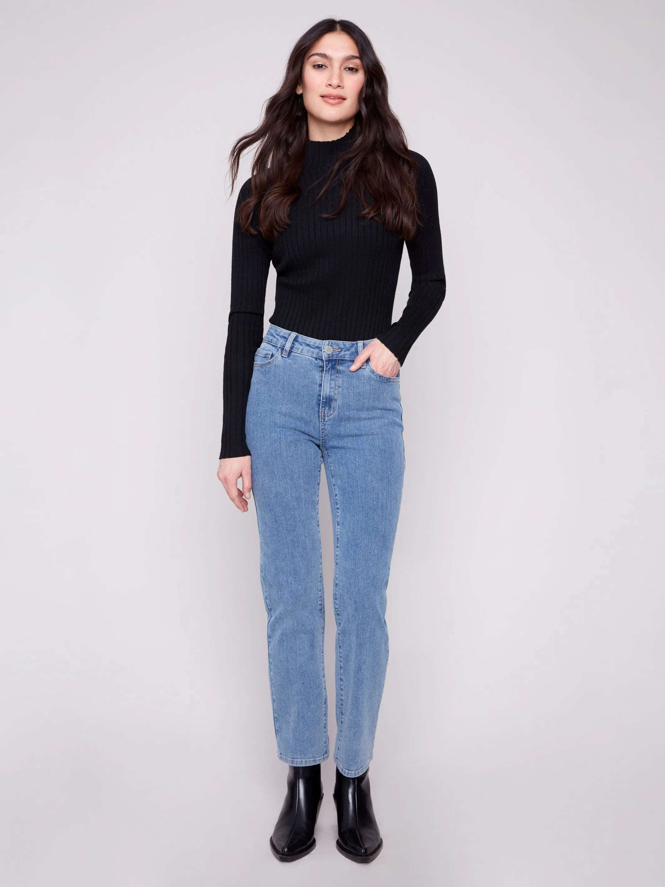 Traveler Gear Stretch Creative Look Fashion Daily Corduroy Straight Leg Pants - Denim