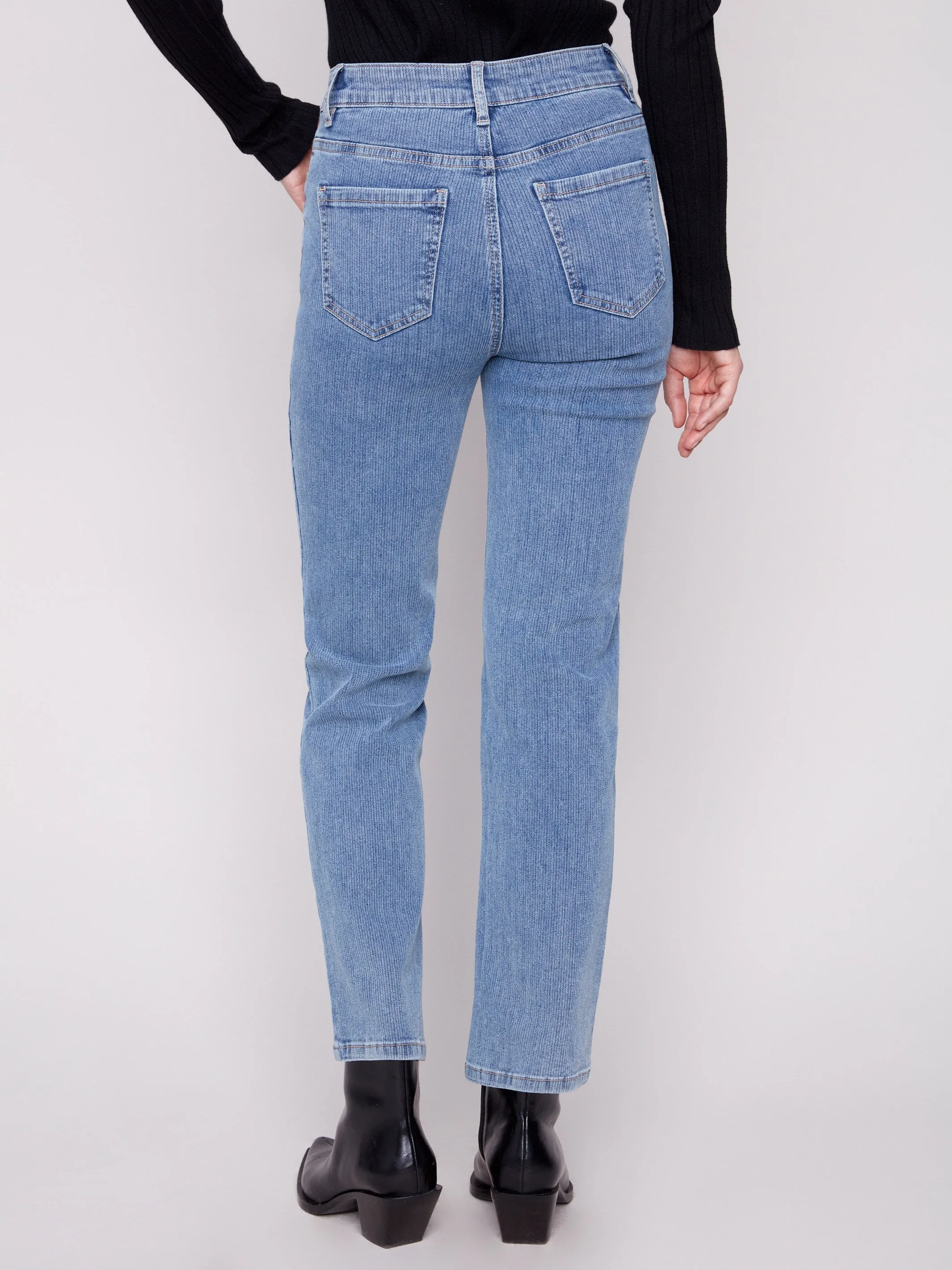 Softened Lining Corduroy Straight Leg Pants - Denim